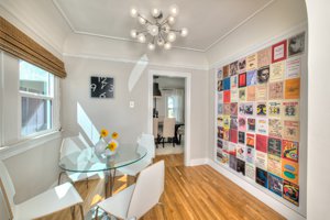 Breakfast nook of Charles Bukowski's childhood home in Los Angeles after renovation