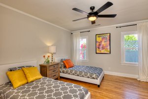 Bedroom of Charles Bukowski's childhood home in Los Angeles after renovation