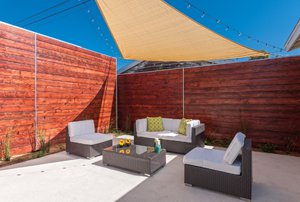 Backyard of Charles Bukowski's childhood home in Mid-City Los Angeles after renovation