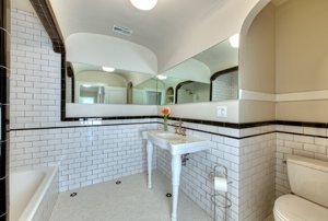 Bathroom of Charles Bukowski's childhood home in Los Angeles after renovation