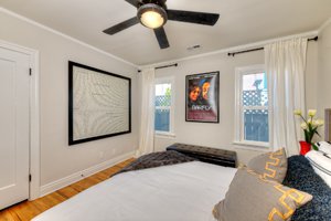 Bedroom of Charles Bukowski's childhood home in Los Angeles after renovation